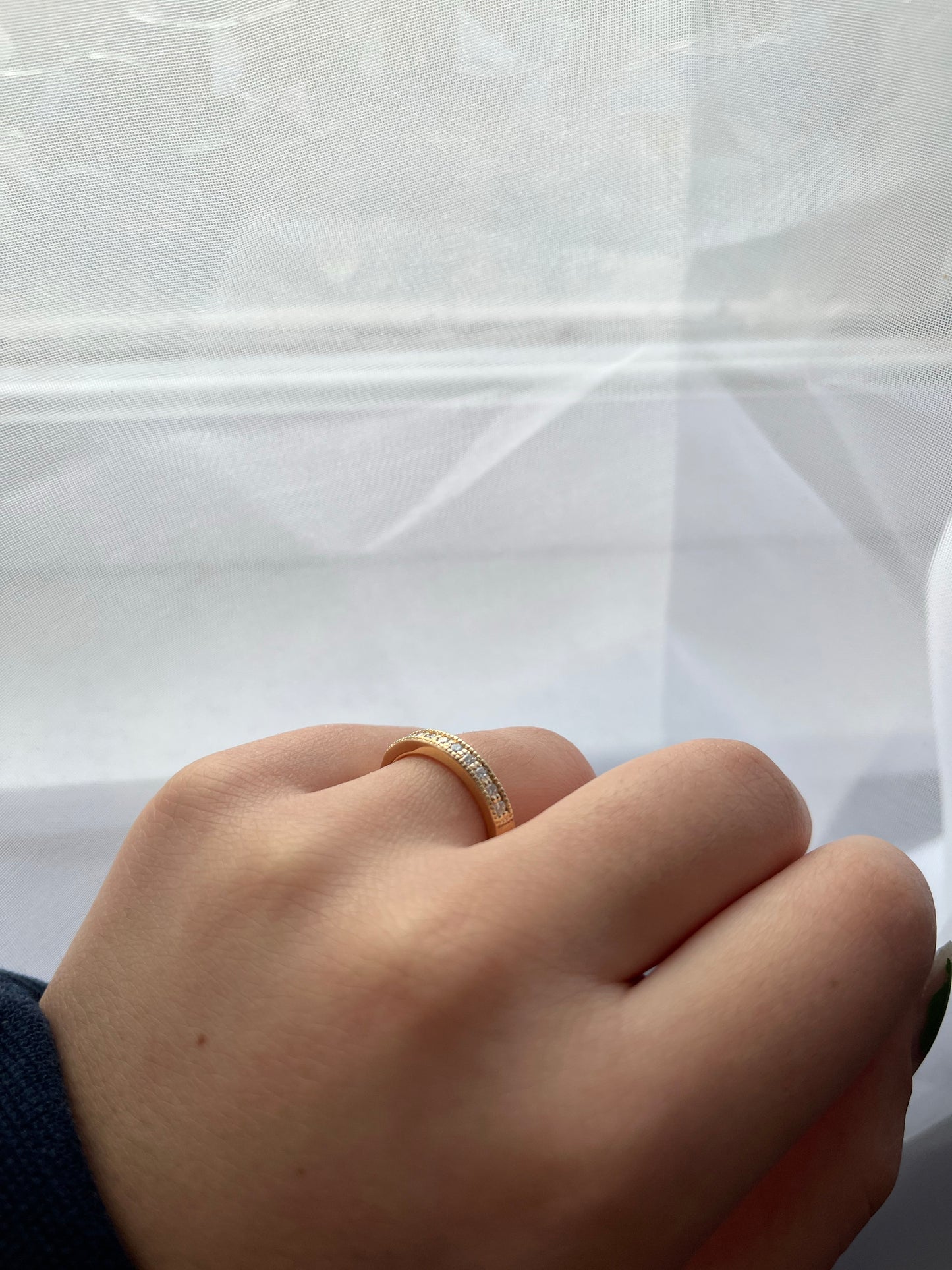 14K Gold Millgrain Diamond Wedding Band