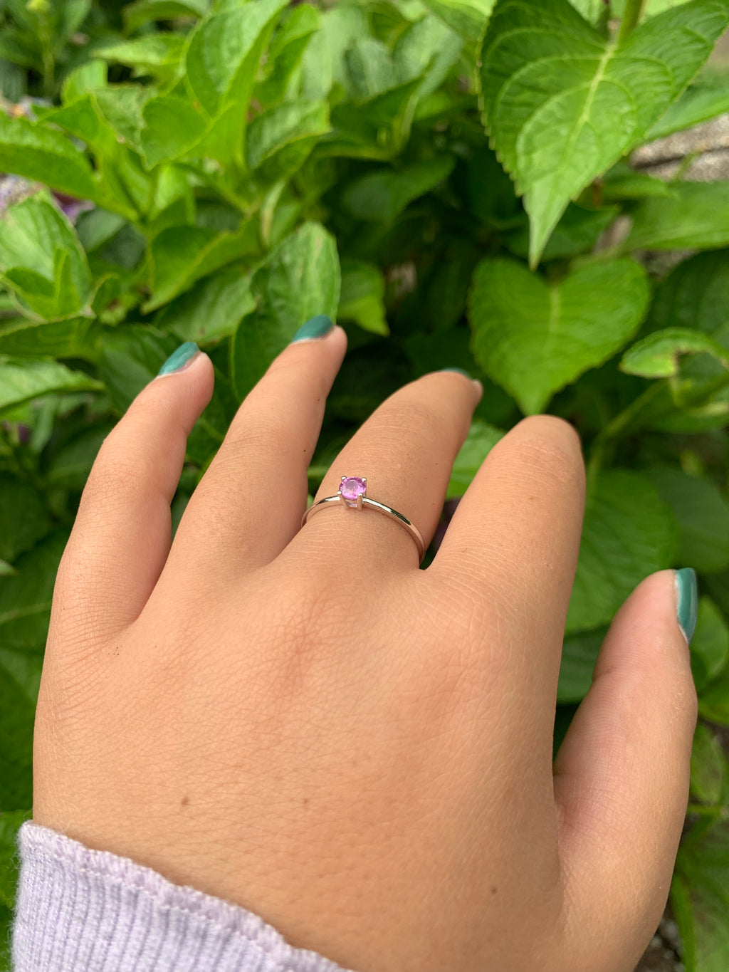 14K Gold Round Pink Sapphire Ring