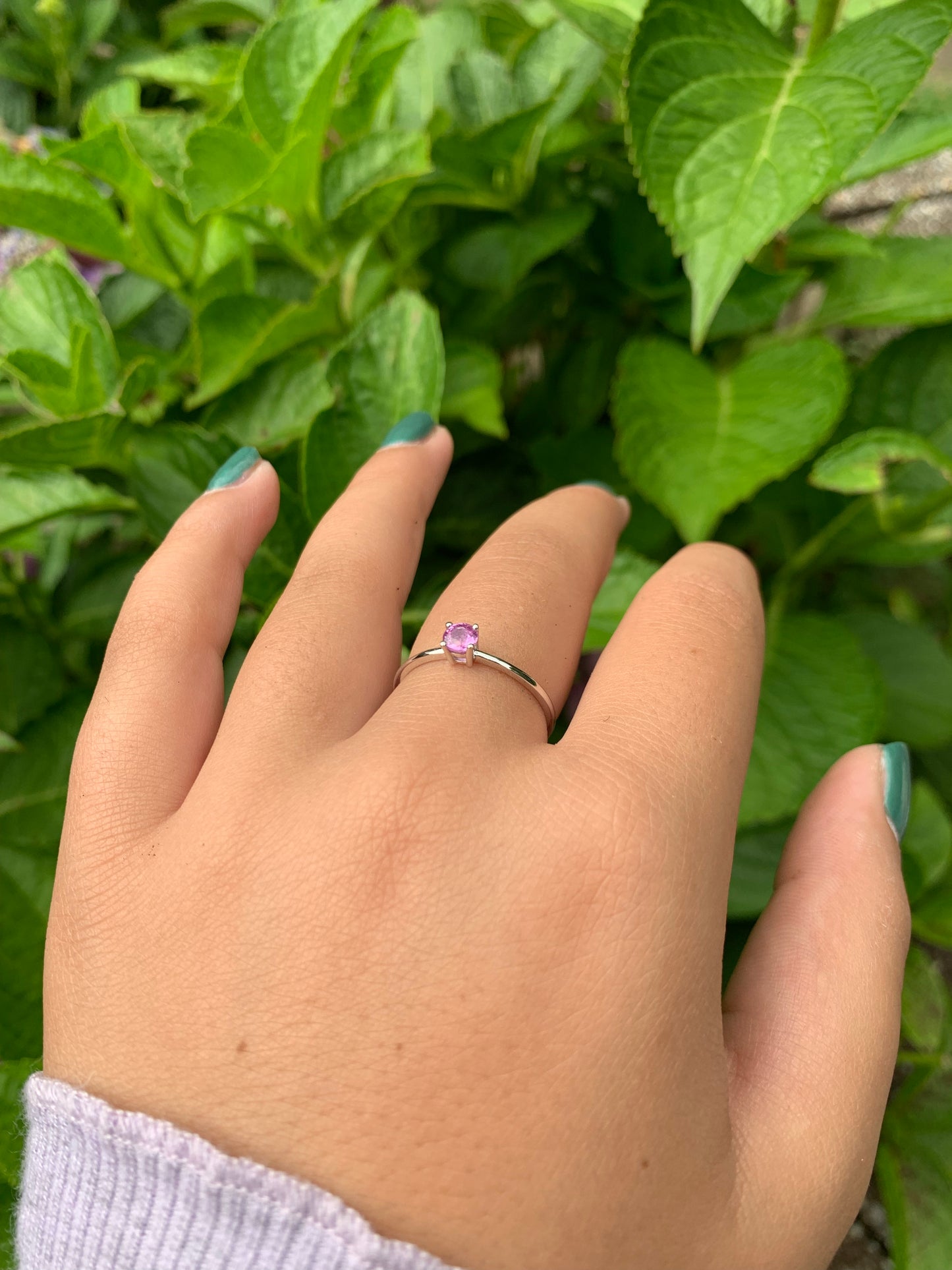 14K Gold Round Pink Sapphire Ring