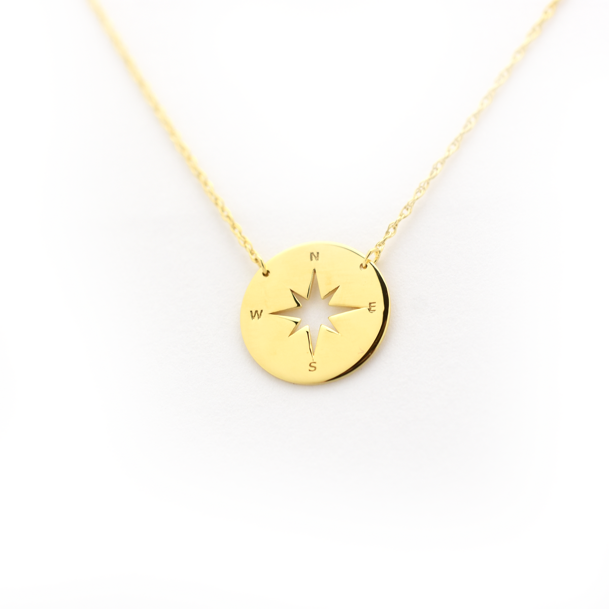 14k Gold North Star Coin Necklace