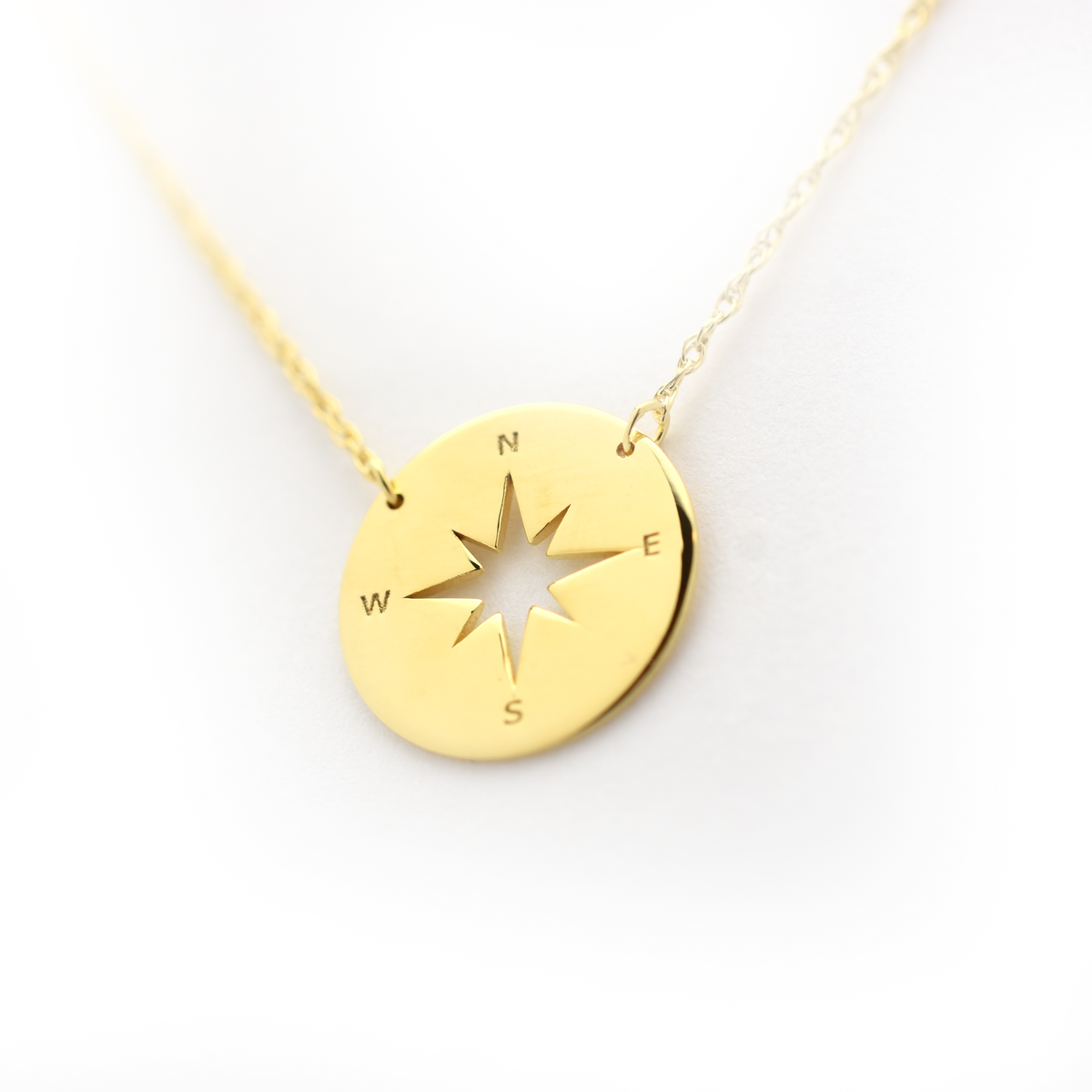 14k Gold North Star Coin Necklace