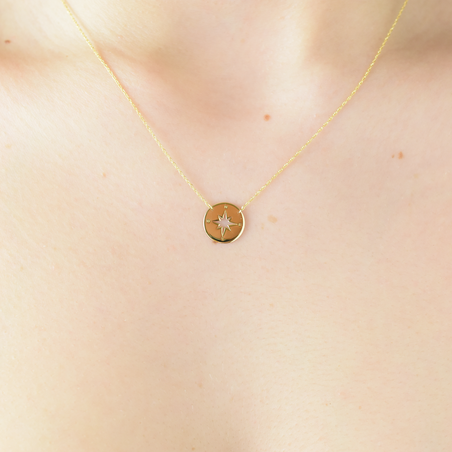 14k Gold North Star Coin Necklace