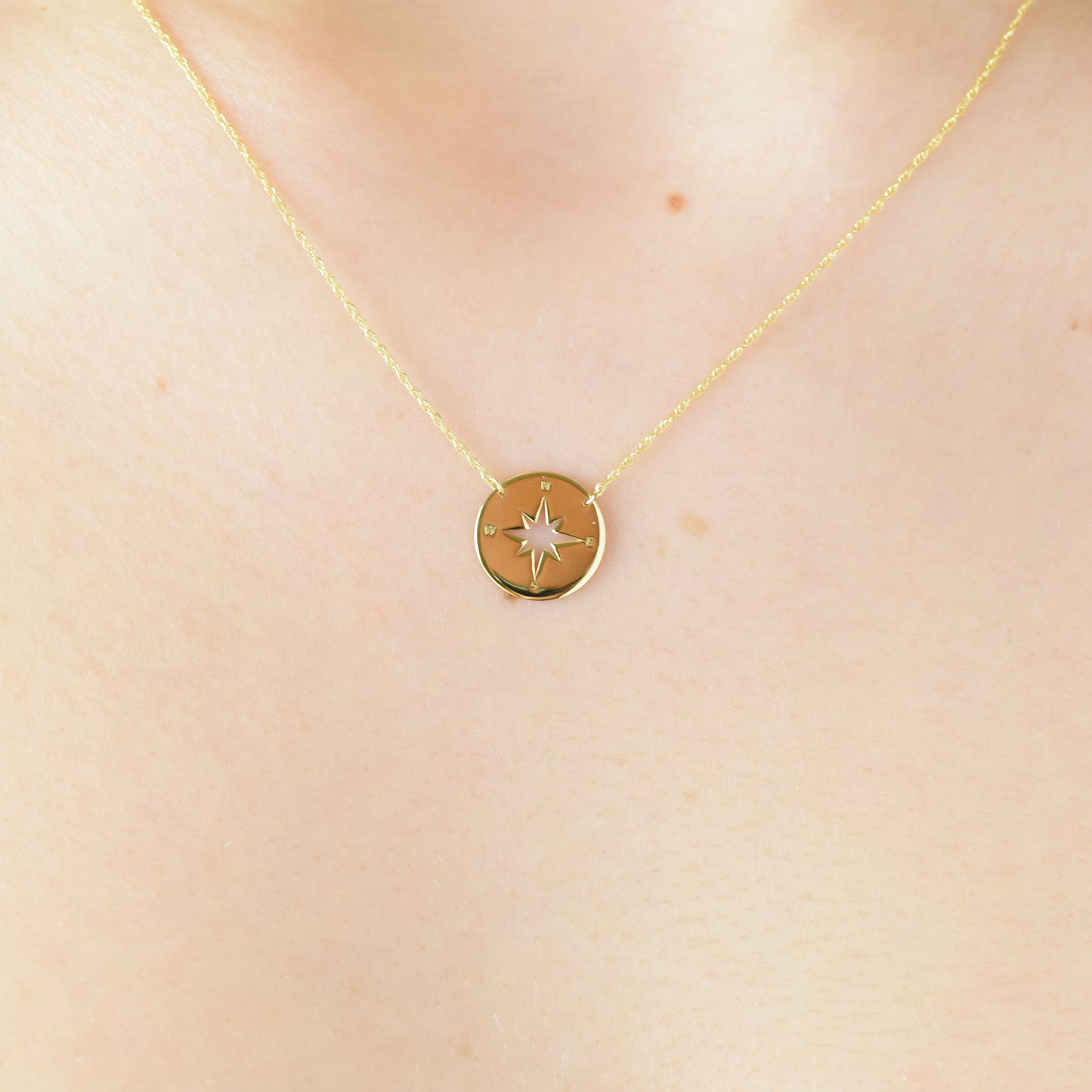 14k Gold North Star Coin Necklace