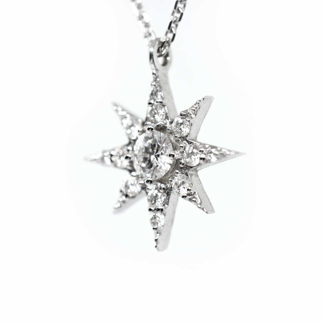14k Gold Diamond North Star Necklace 0.55 ct