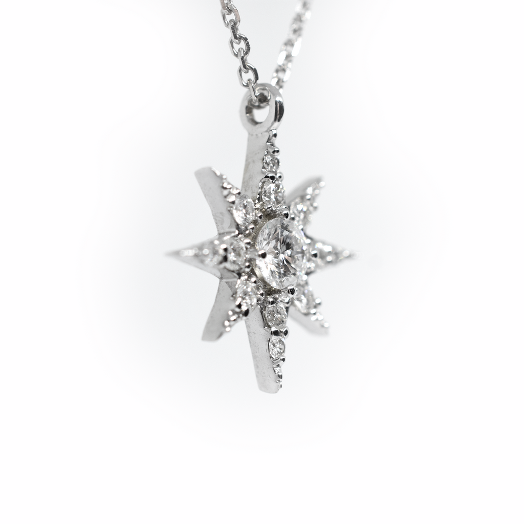 14k Gold Diamond North Star Necklace 0.55 ct