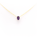 14k gold and natural oval Amethyst necklace set in a 4 prong setting