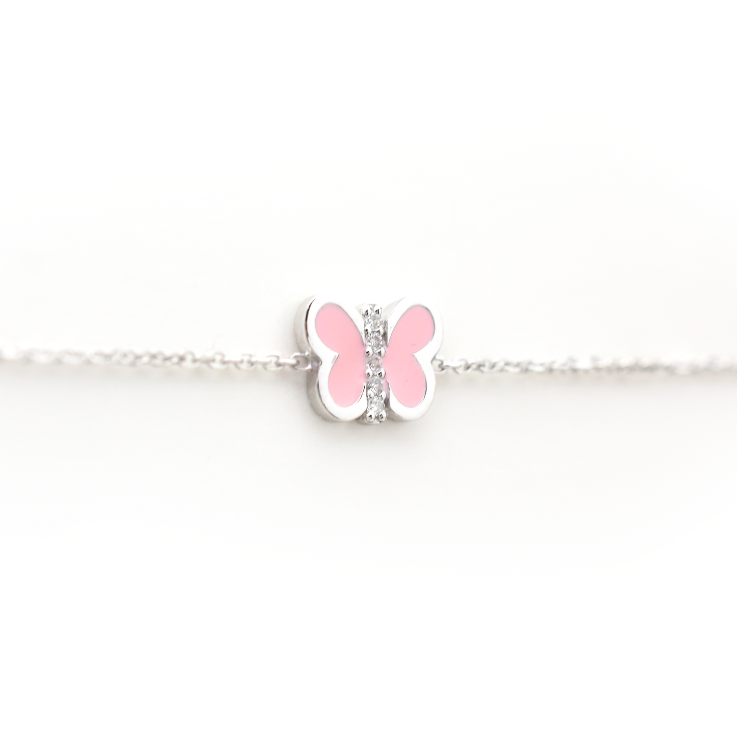 14k Pink Enamel Butterfly Bracelet