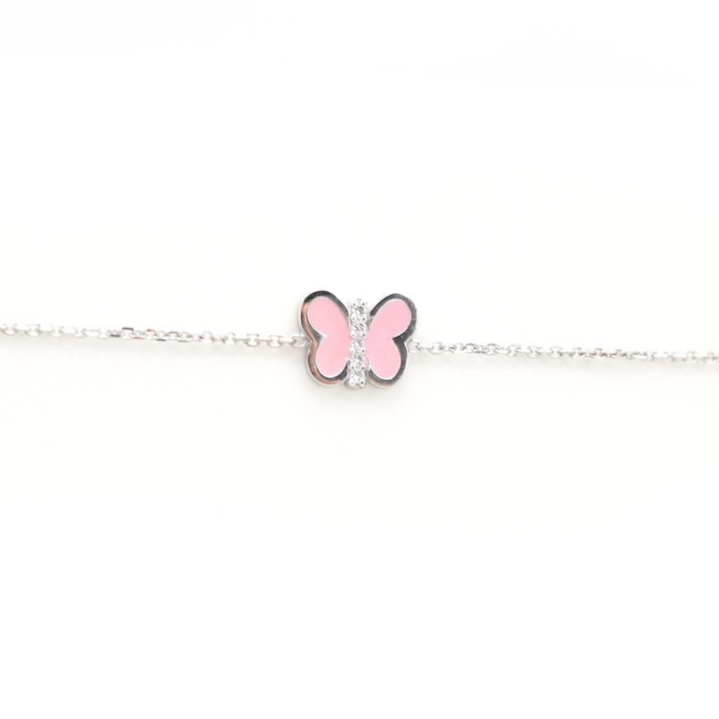 14k Pink Enamel Butterfly Bracelet