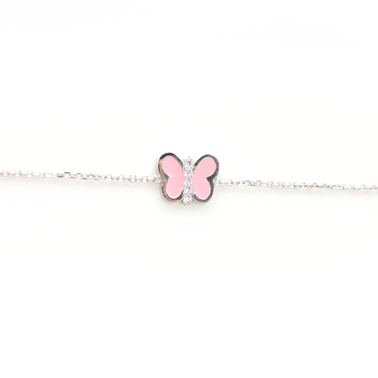 14k Pink Enamel Butterfly Bracelet