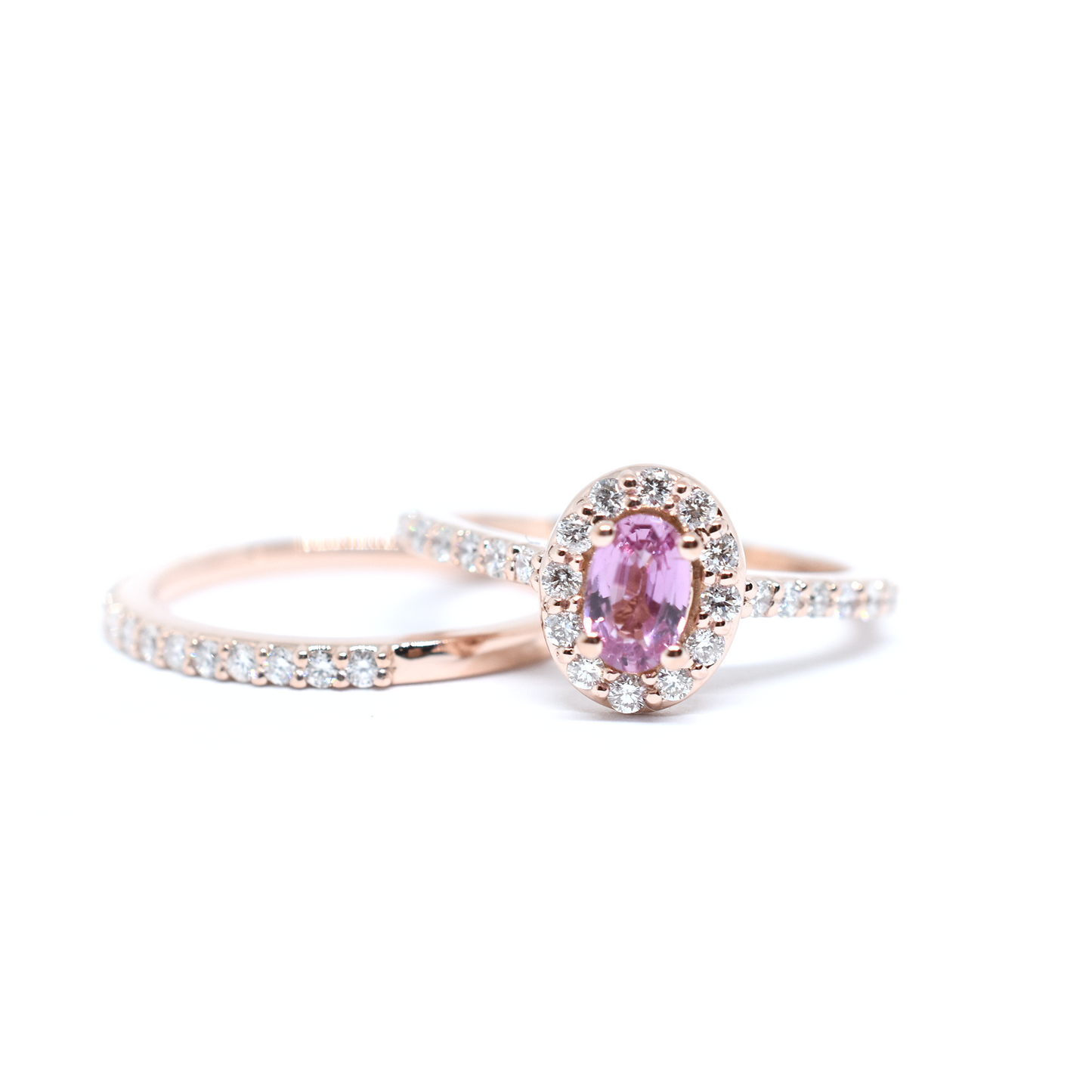 14K Gold Pink Sapphire Diamond Ring
