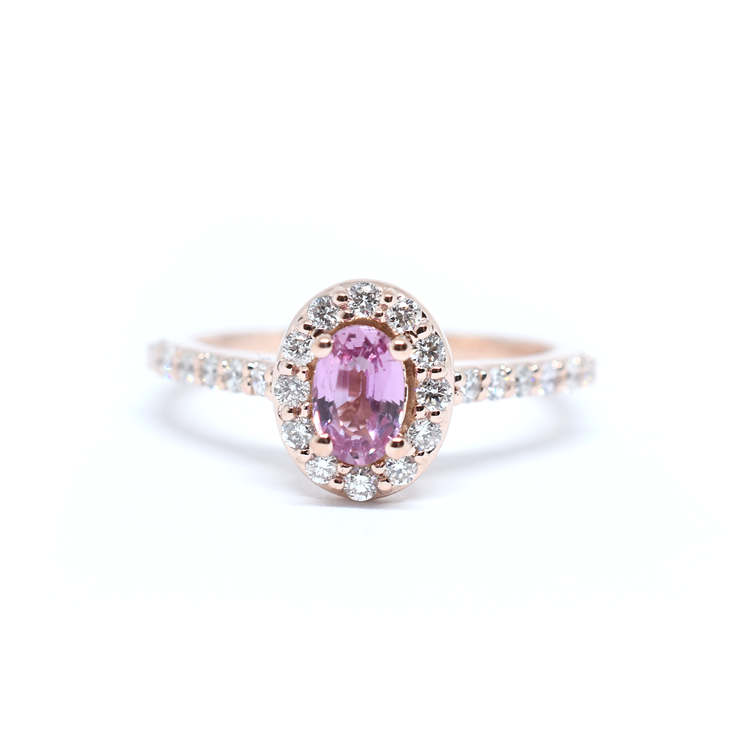 14K Gold Pink Sapphire Diamond Ring