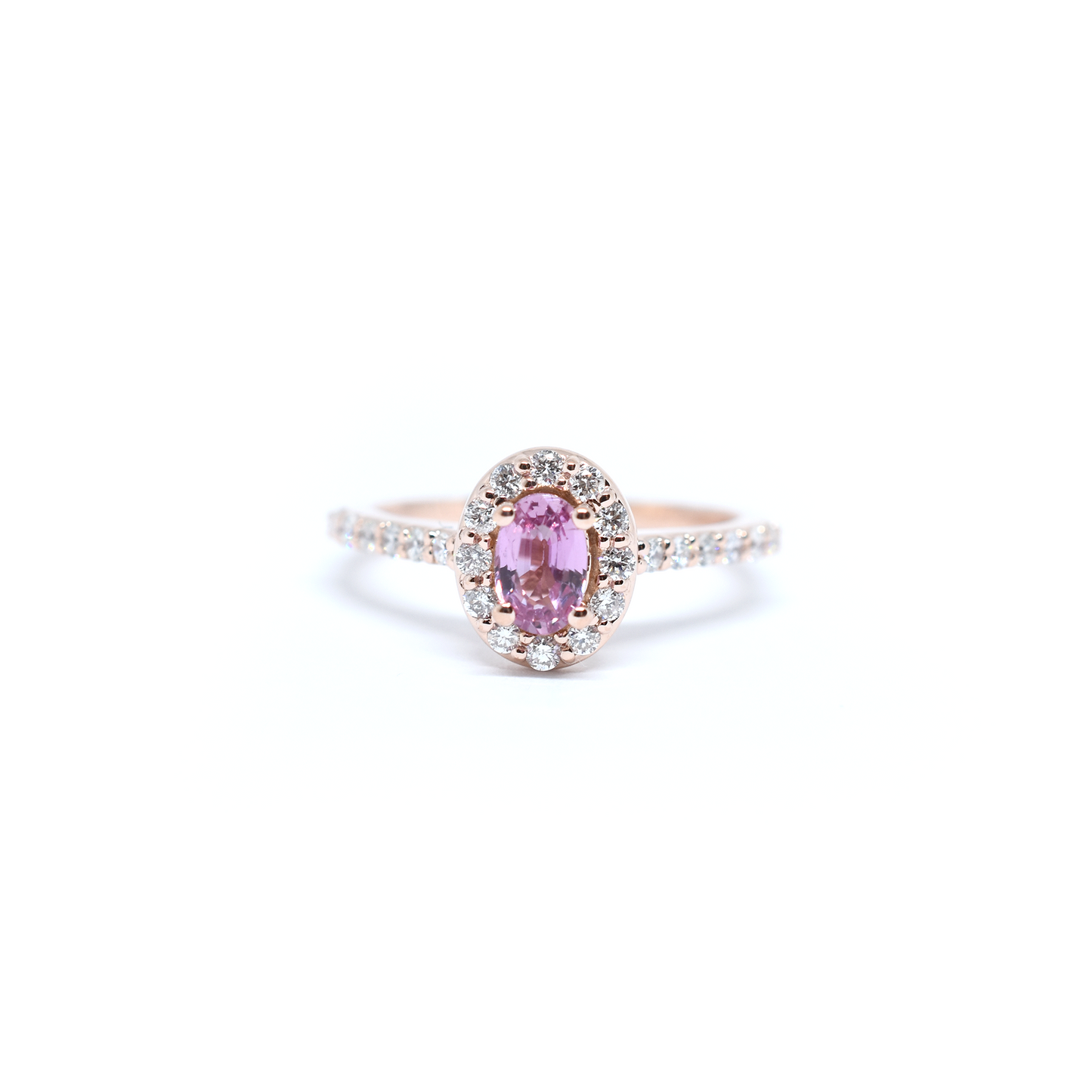 14K Gold Pink Sapphire Diamond Ring
