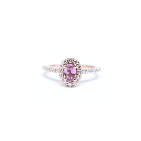 14K Gold Pink Sapphire Diamond Ring