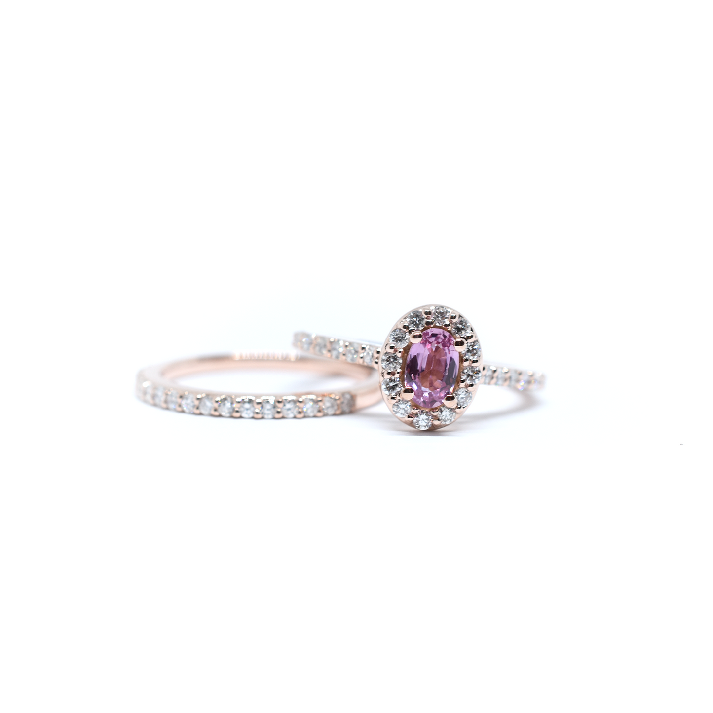 14K Gold Pink Sapphire Diamond Ring