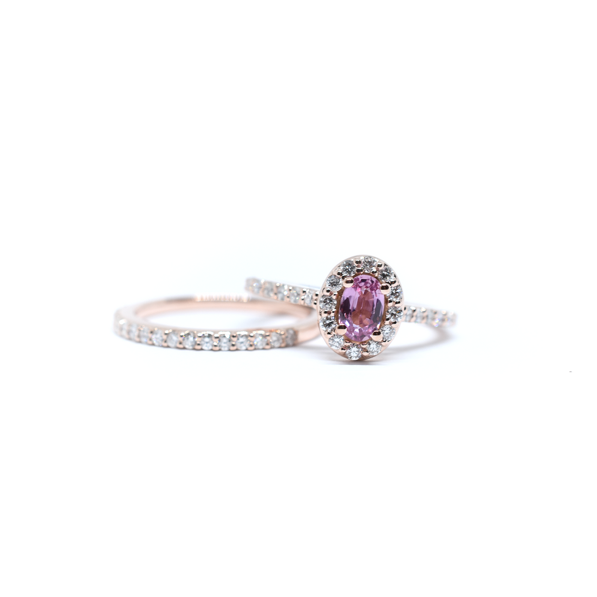 14K Gold Pink Sapphire Diamond Ring