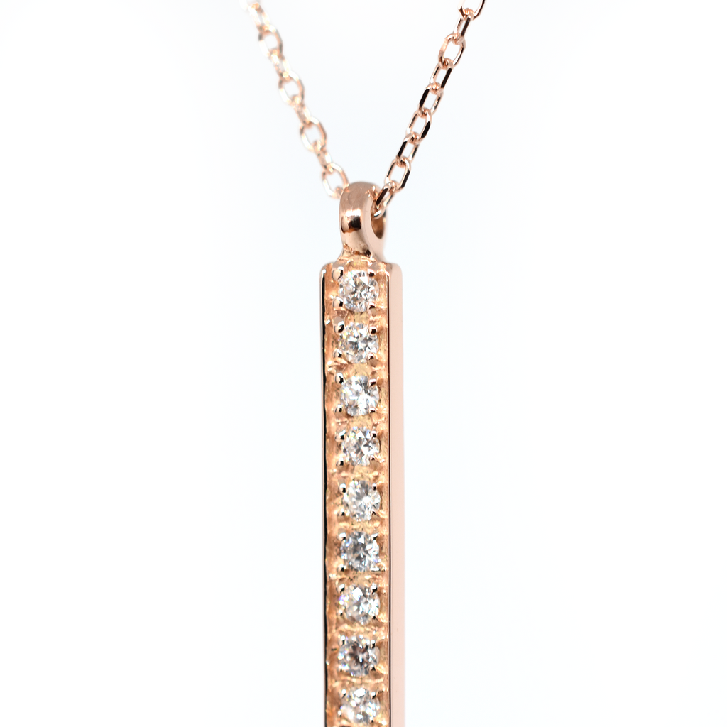 14k Gold Horizontal Diamond Bar Necklace 0.10 ct