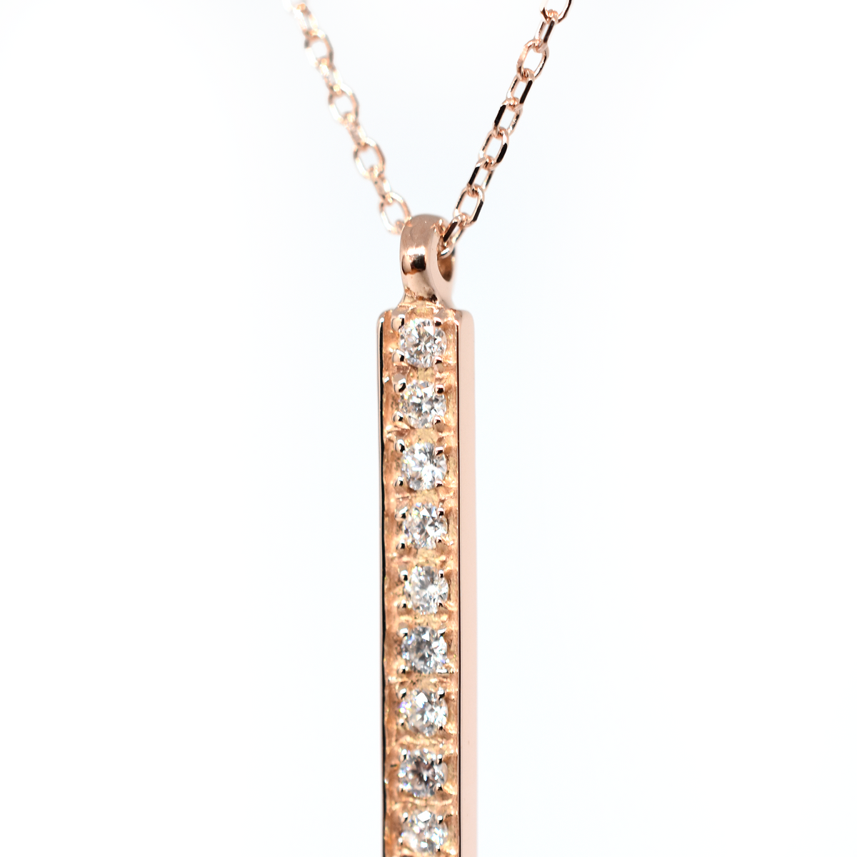 14k Gold Horizontal Diamond Bar Necklace 0.10 ct