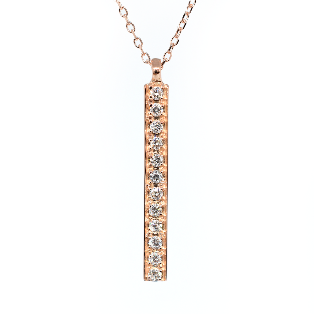 14k Gold Horizontal Diamond Bar Necklace 0.10 ct