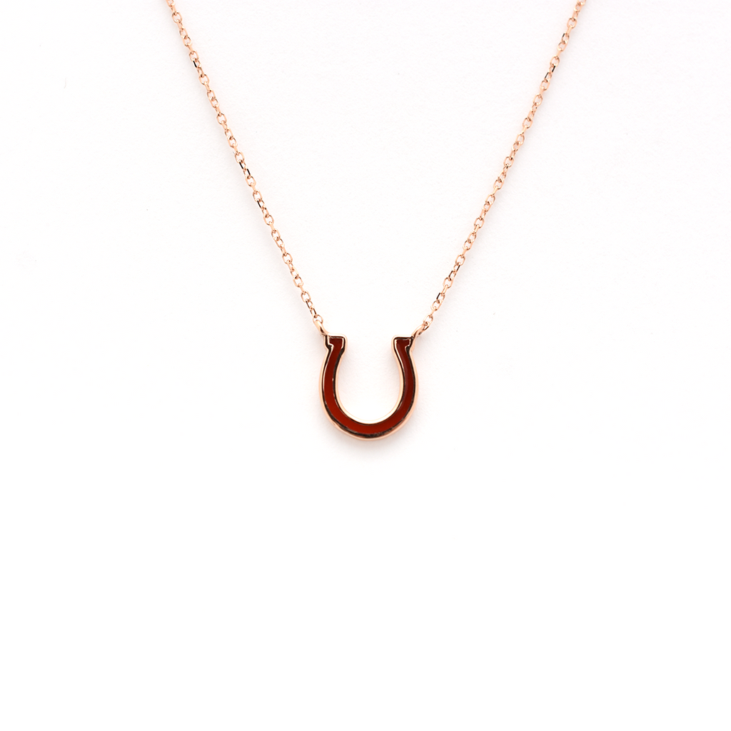 14k Red Enamel Horseshoe Necklace