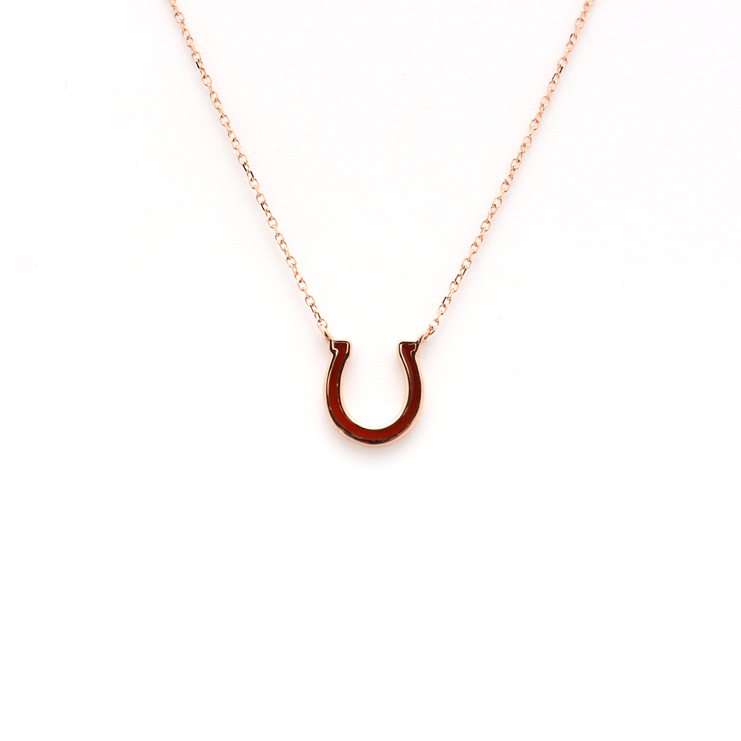 14k Red Enamel Horseshoe Necklace
