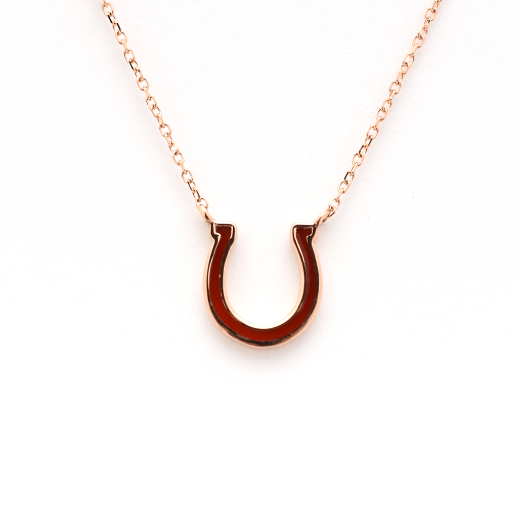 14k Red Enamel Horseshoe Necklace