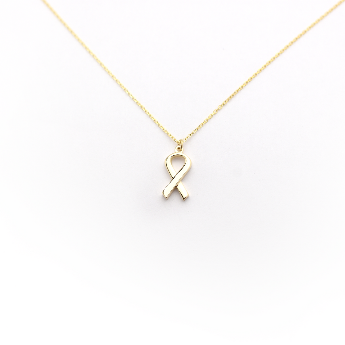 14k Breast Cancer Awareness Ribbon Necklace