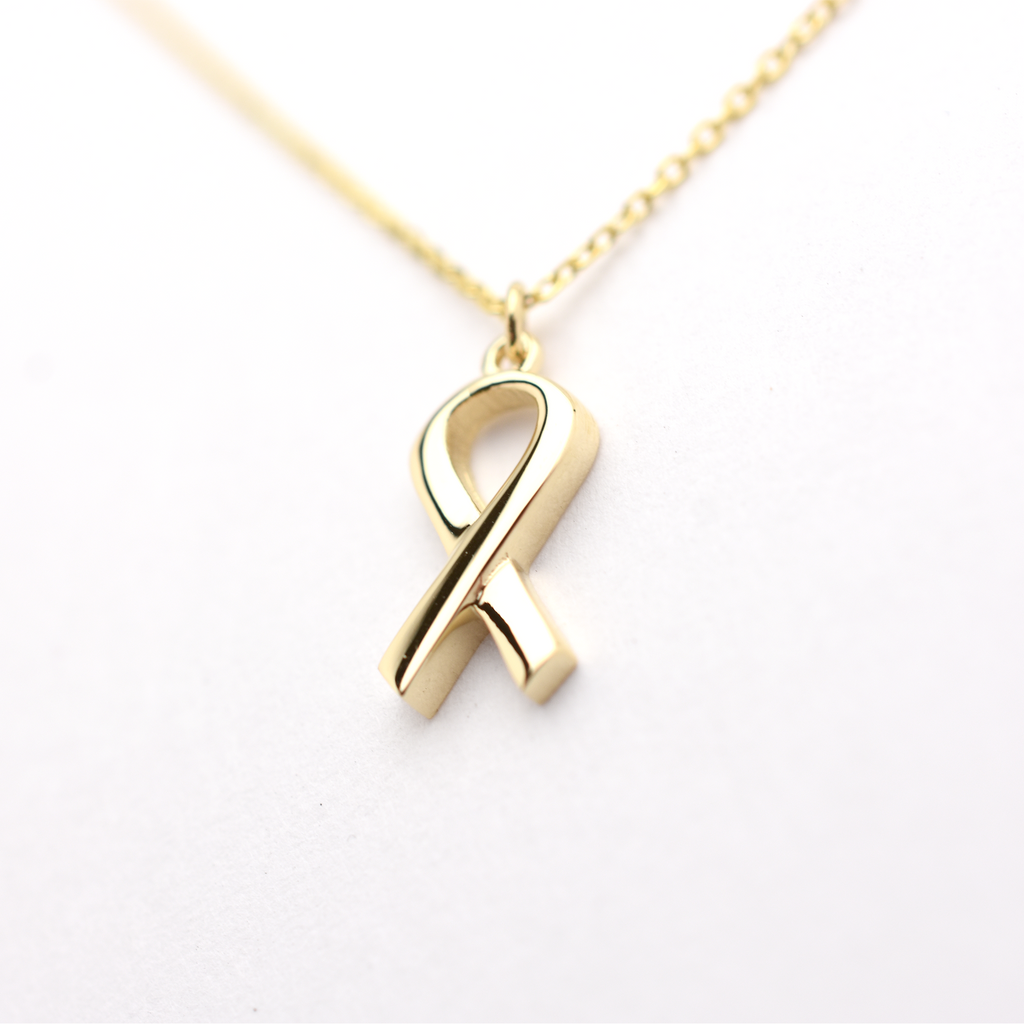 14k Breast Cancer Awareness Ribbon Necklace