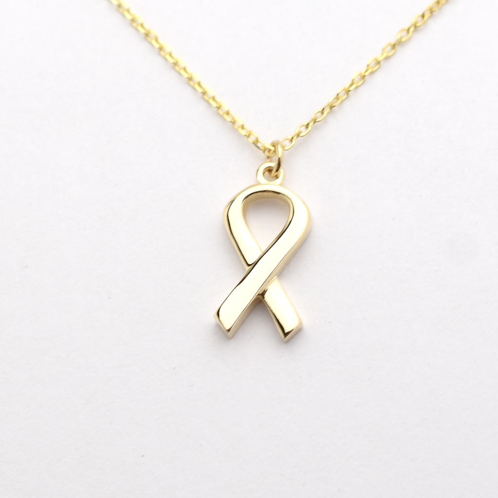 14k Breast Cancer Awareness Ribbon Necklace