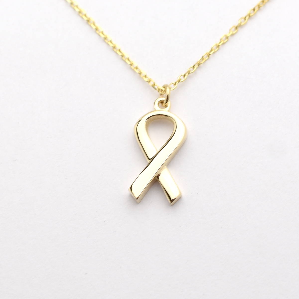 14k Breast Cancer Awareness Ribbon Necklace