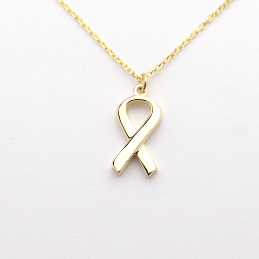 14k Breast Cancer Awareness Ribbon Necklace