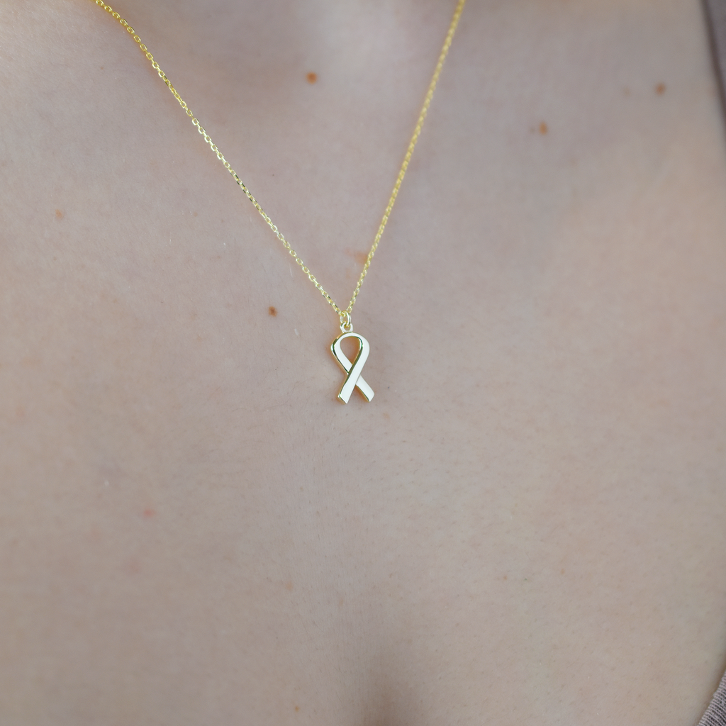 14k Breast Cancer Awareness Ribbon Necklace