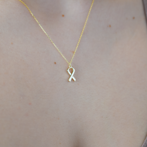 14k Breast Cancer Awareness Ribbon Necklace