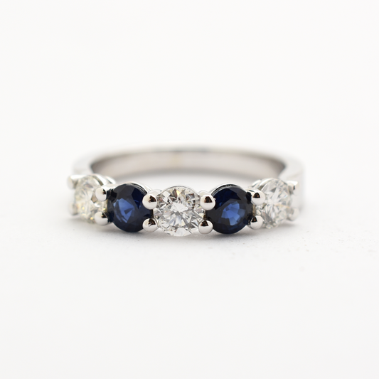 14k Gold Diamond Sapphire Wedding Band