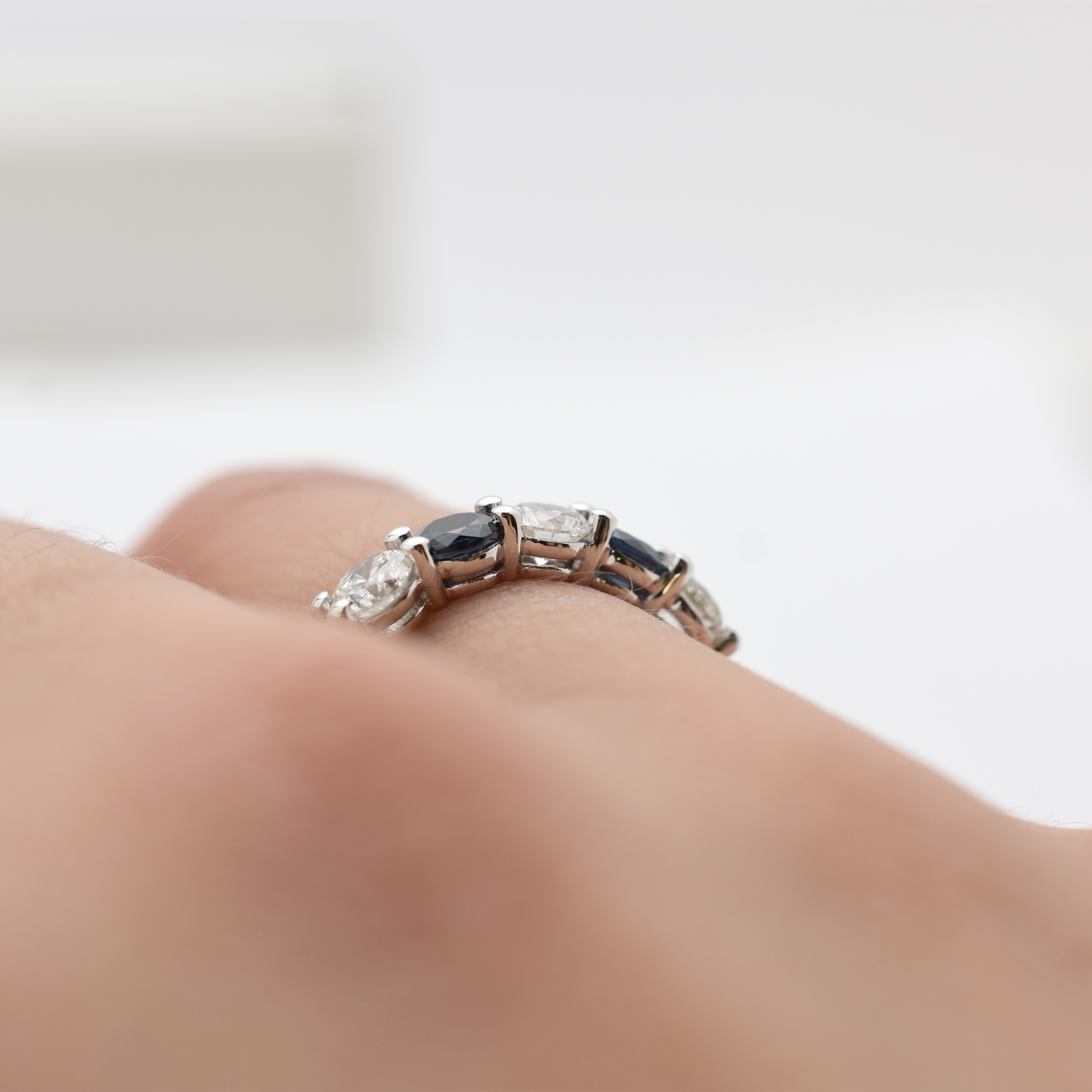 14k Gold Diamond Sapphire Wedding Band