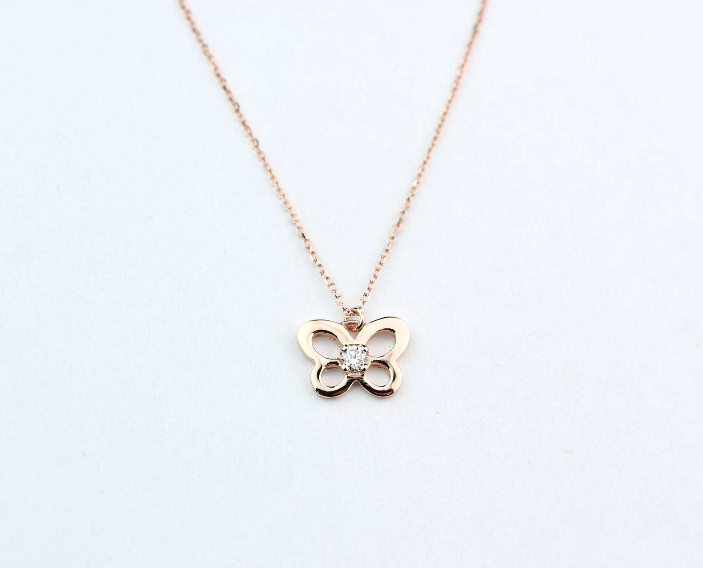 14K Diamond Butterfly Necklace