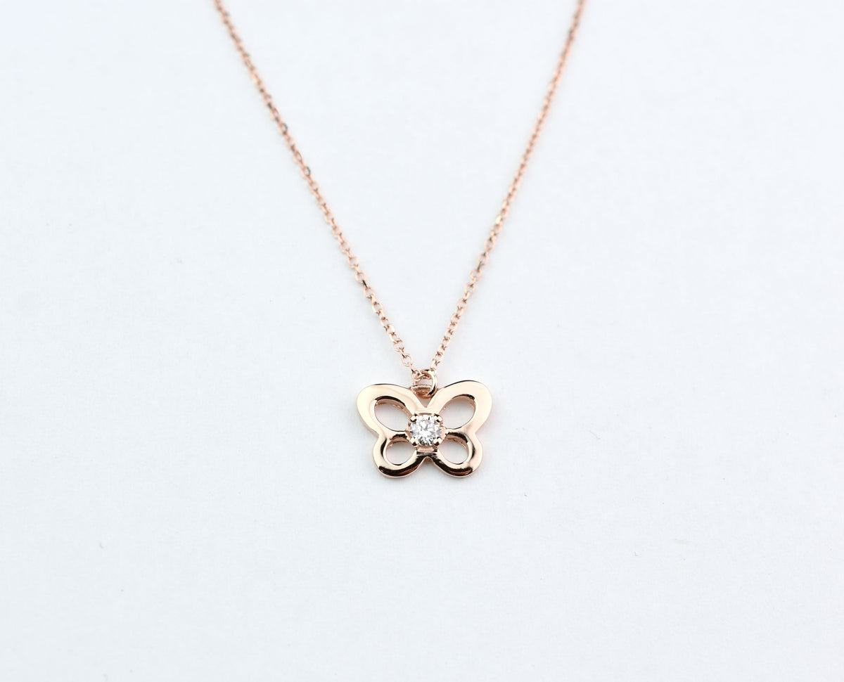 14K Diamond Butterfly Necklace