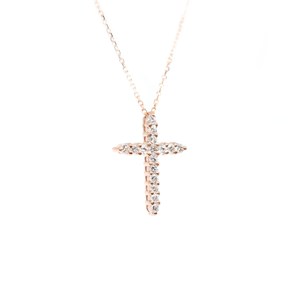 14k 0.35ct Diamond Cross Necklace
