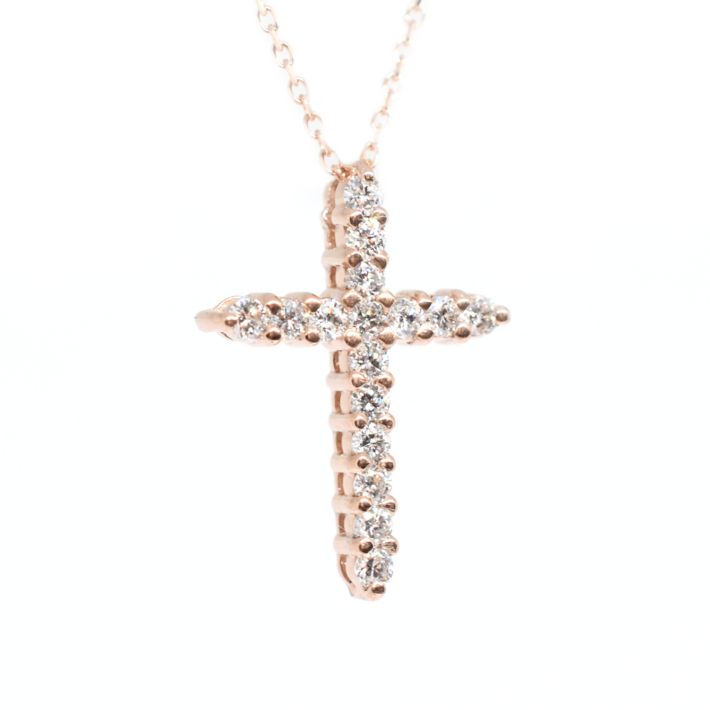 14k 0.35ct Diamond Cross Necklace