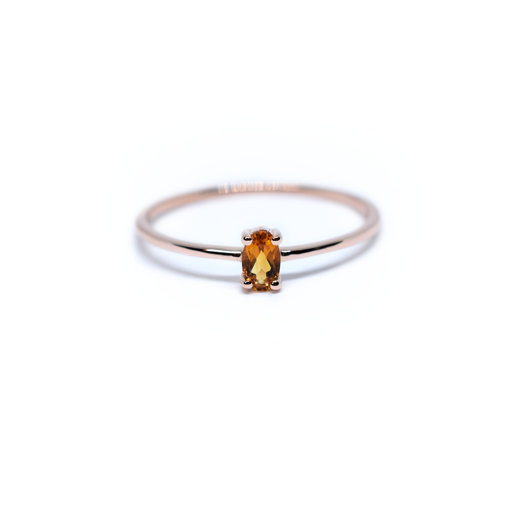 14K Gold Oval Yellow Topaz Ring