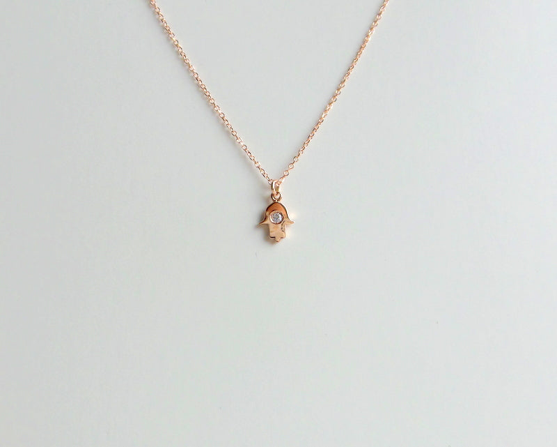 14k Rose Gold Hamsa Necklace
