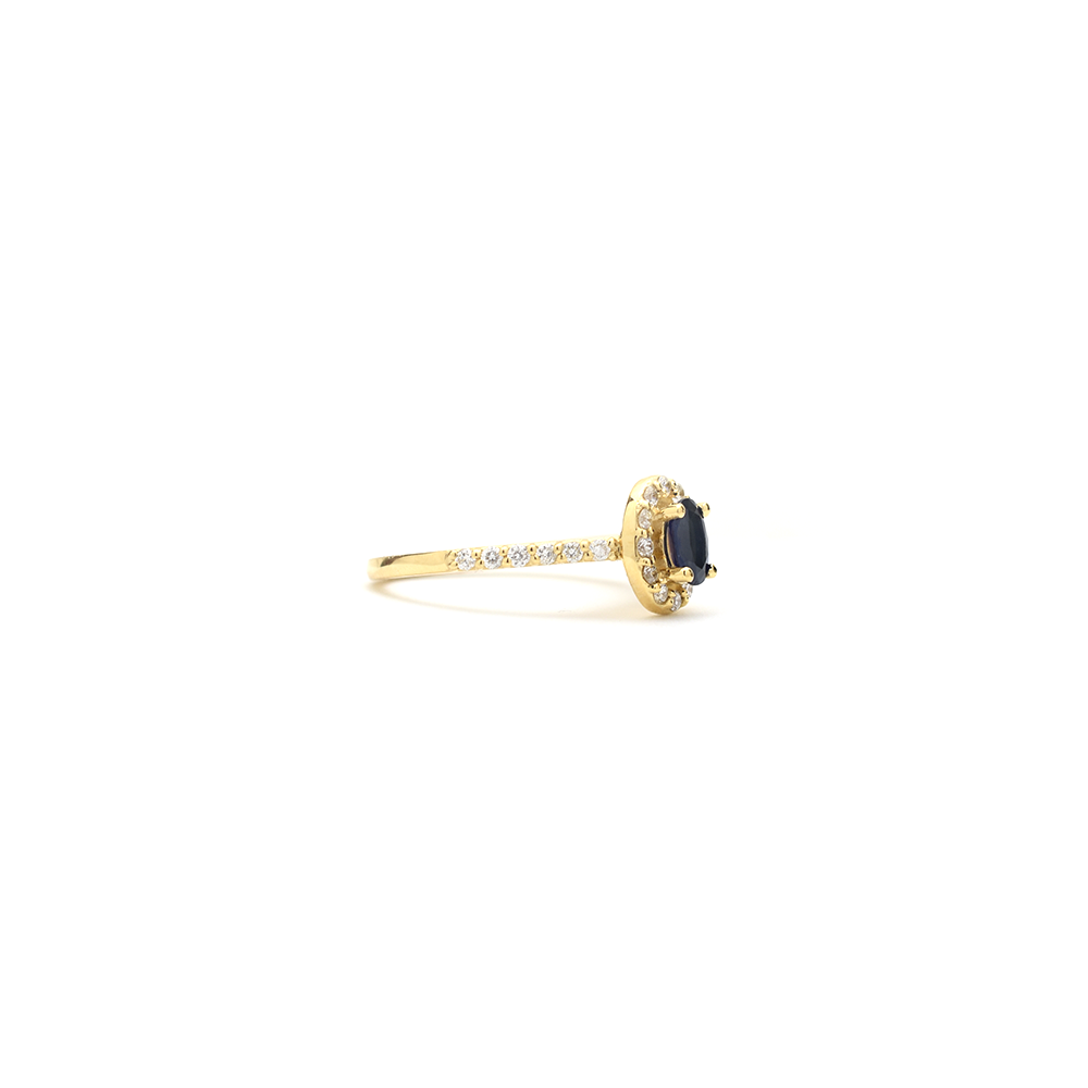 14K Gold Sapphire Diamond Ring