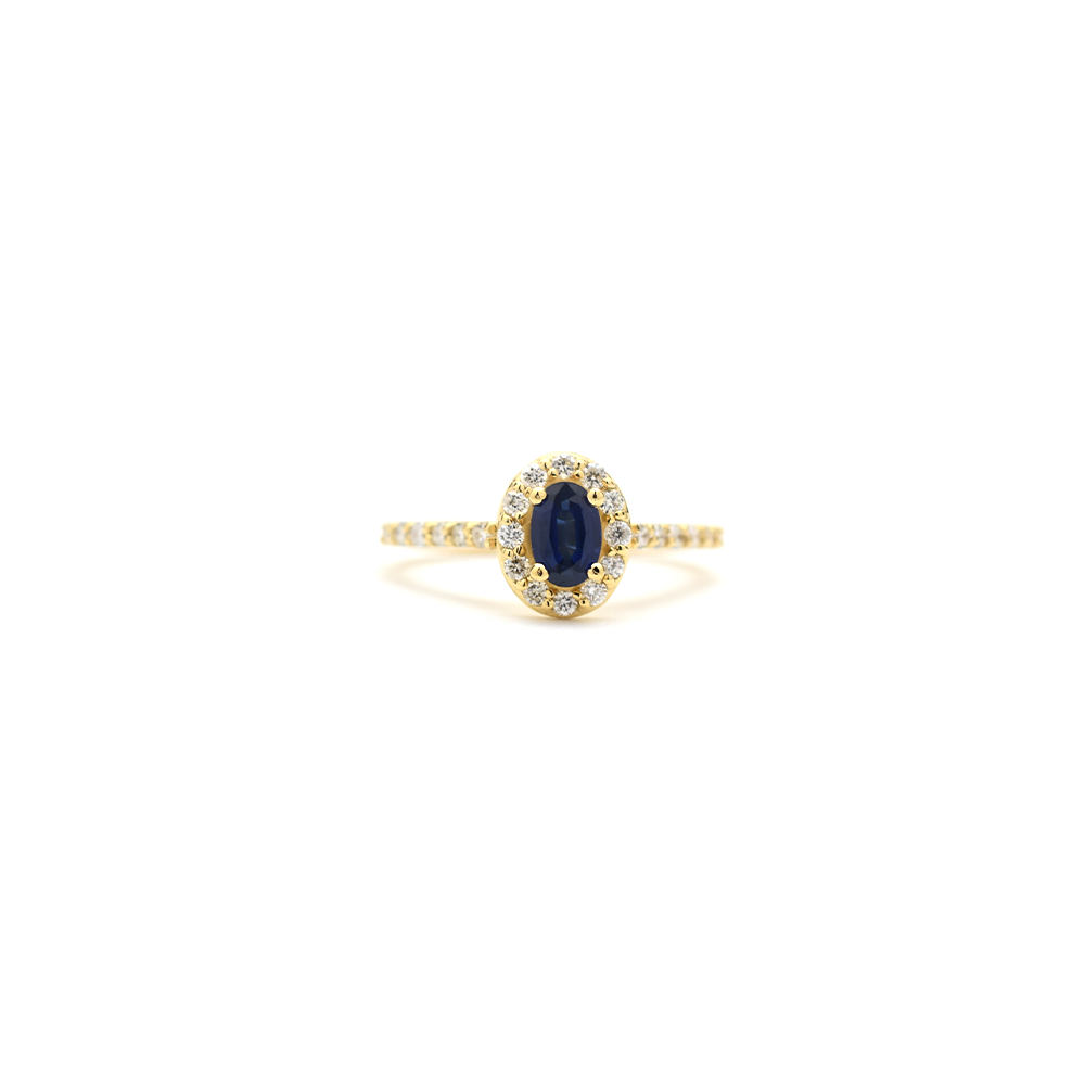 14K Gold Sapphire Diamond Ring