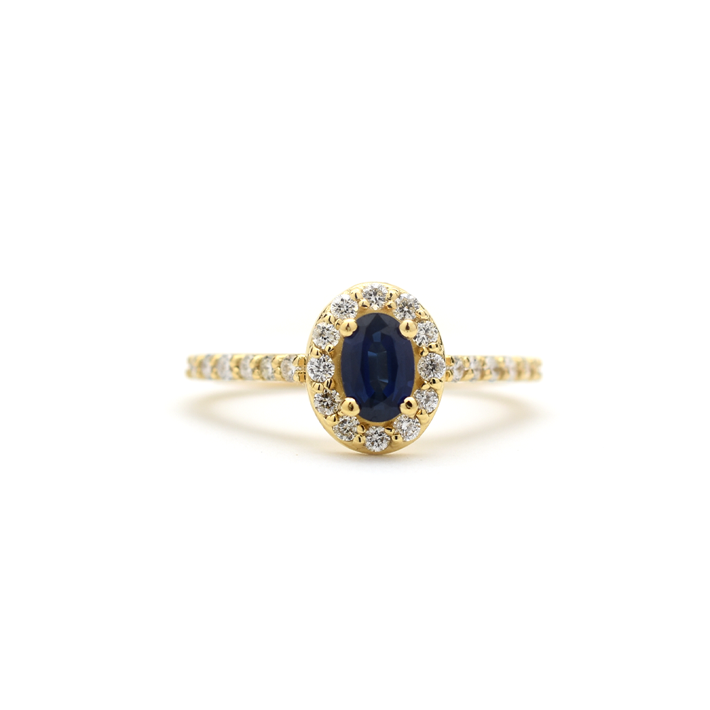14K Gold Sapphire Diamond Ring