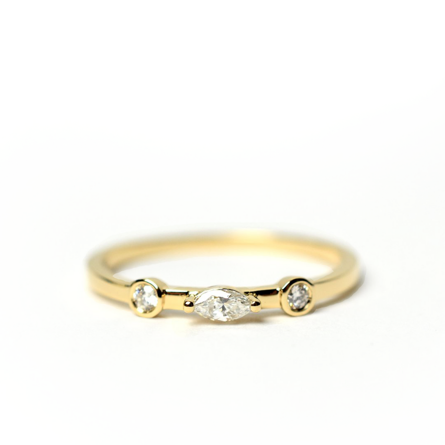 14k Yellow Gold 3 Stone Diamond Ring