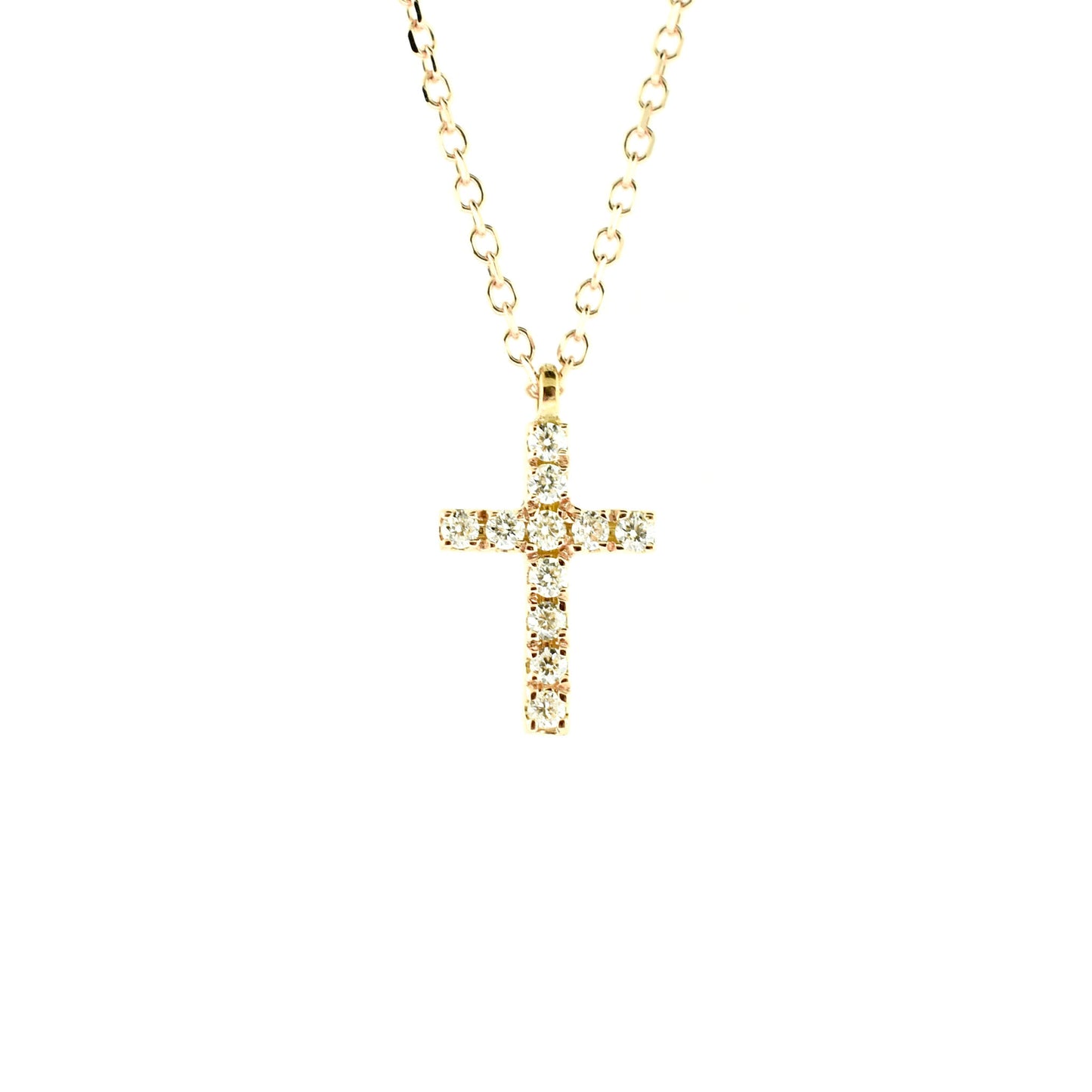 rose gold micro pave cross
