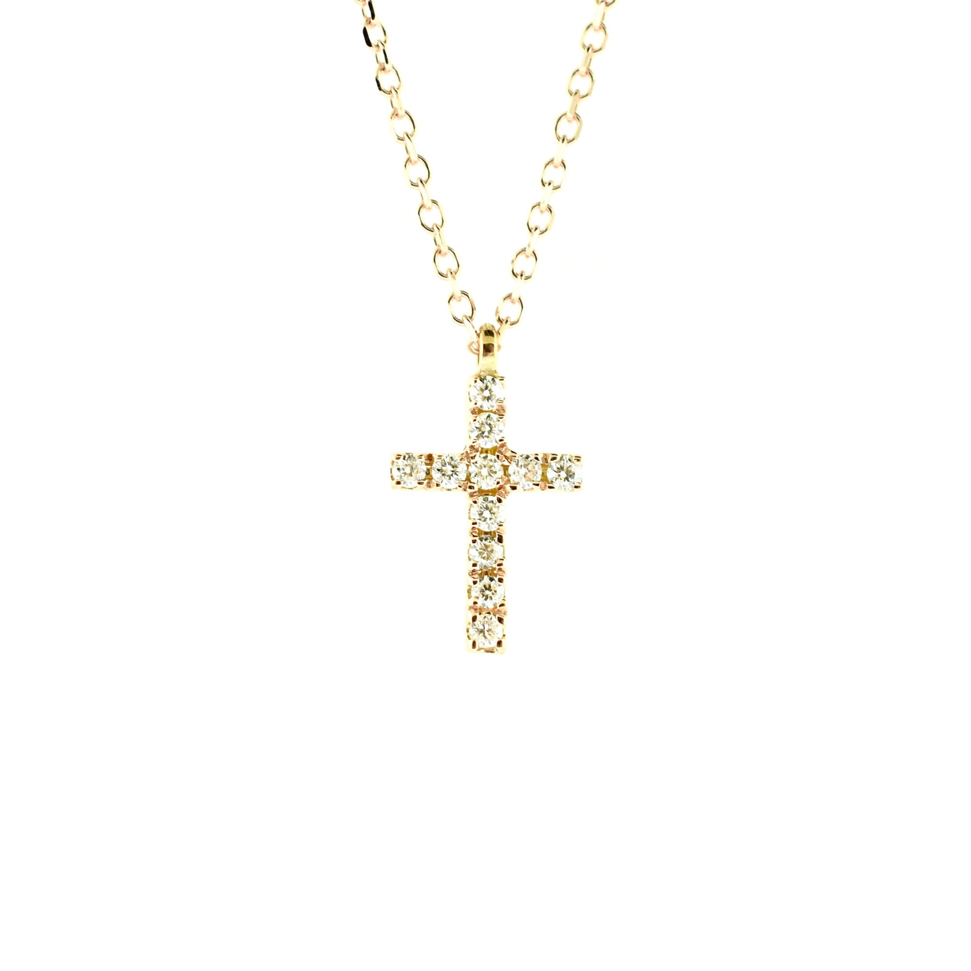 rose gold micro pave cross