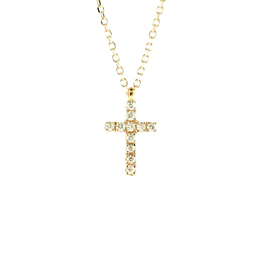 rose gold micro pave cross