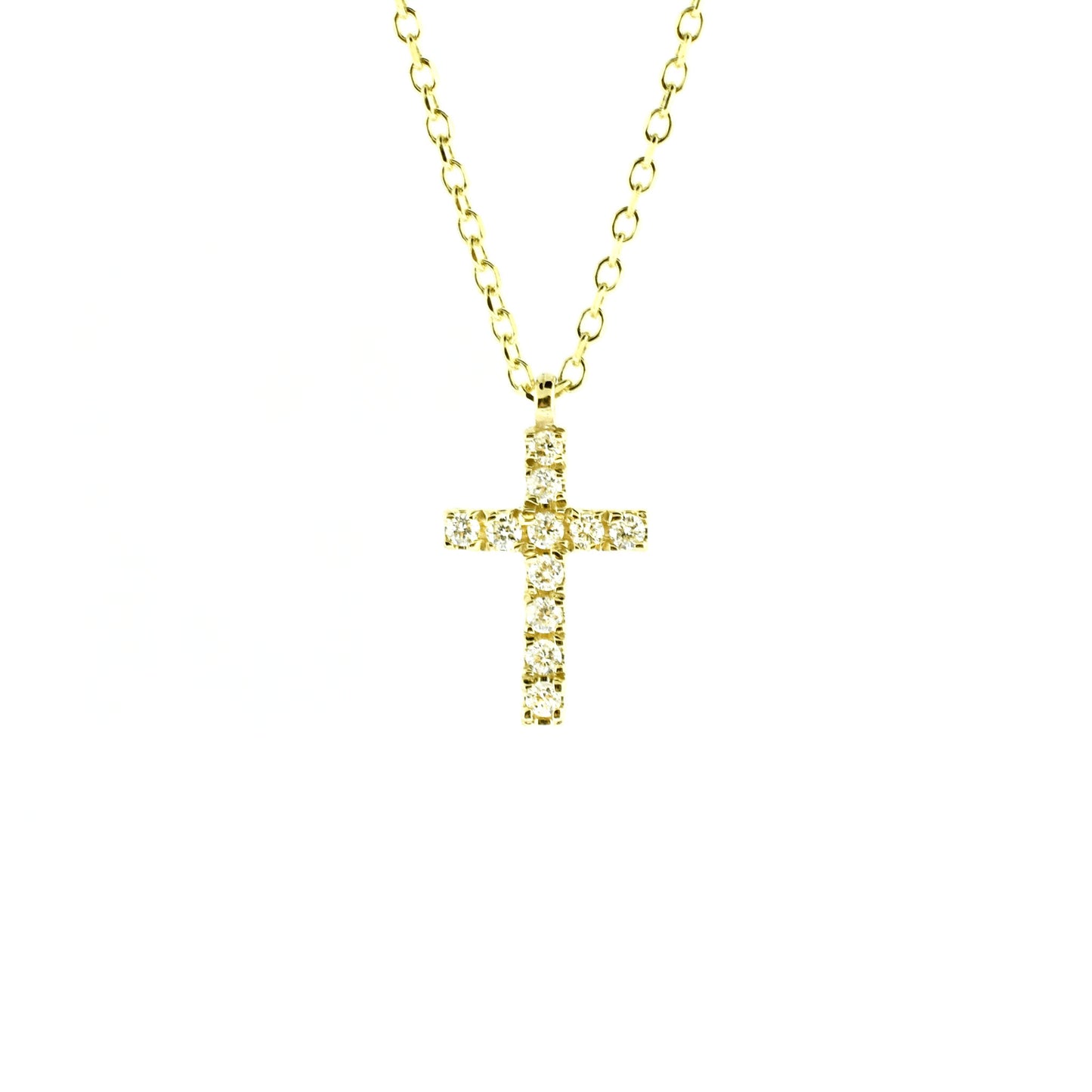 yellow gold micro pave cross