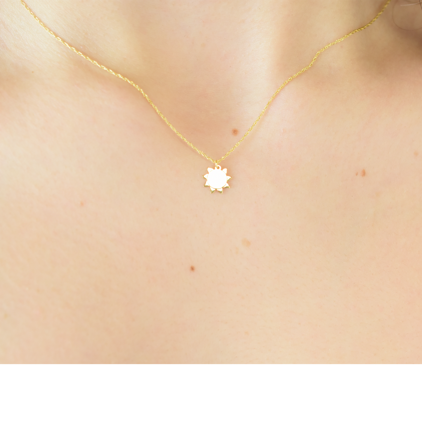 14k Gold Sun Necklace