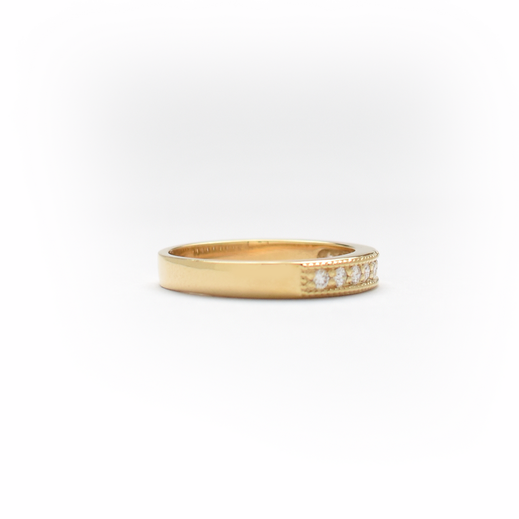 14K Gold Millgrain Diamond Wedding Band